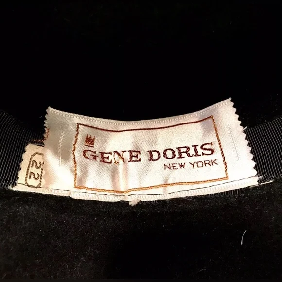 Gene Doris New York Peach Bloom Velour Vintage 1960’s Black Bucket Hat Size 22 Vintage Gene Doris Peachbloom Velour Black Imported Fur  main image 4